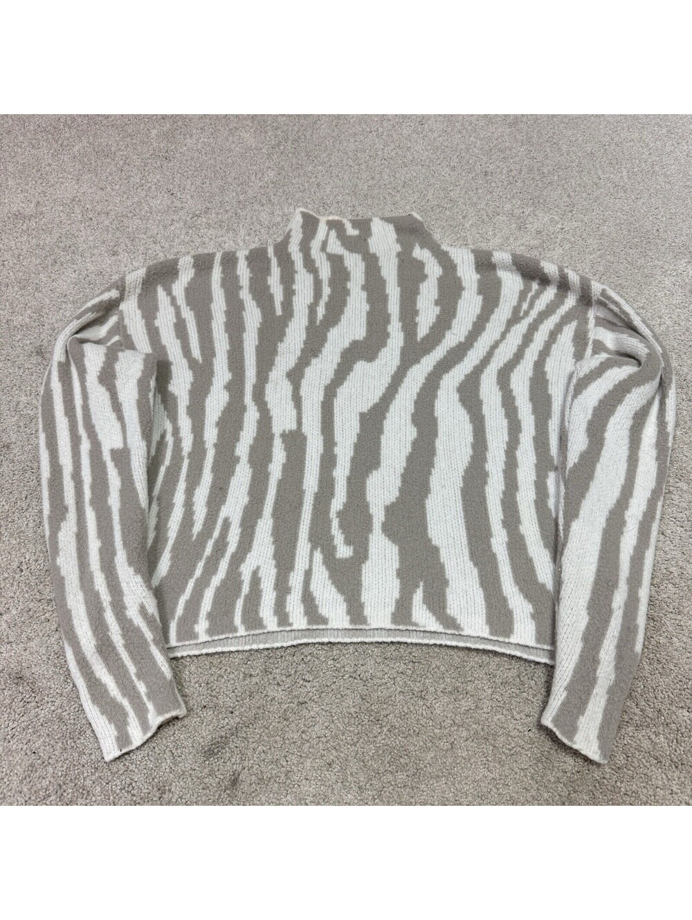 Express Sweater Women’s White Brown Long Sleeve Pullover Size XS